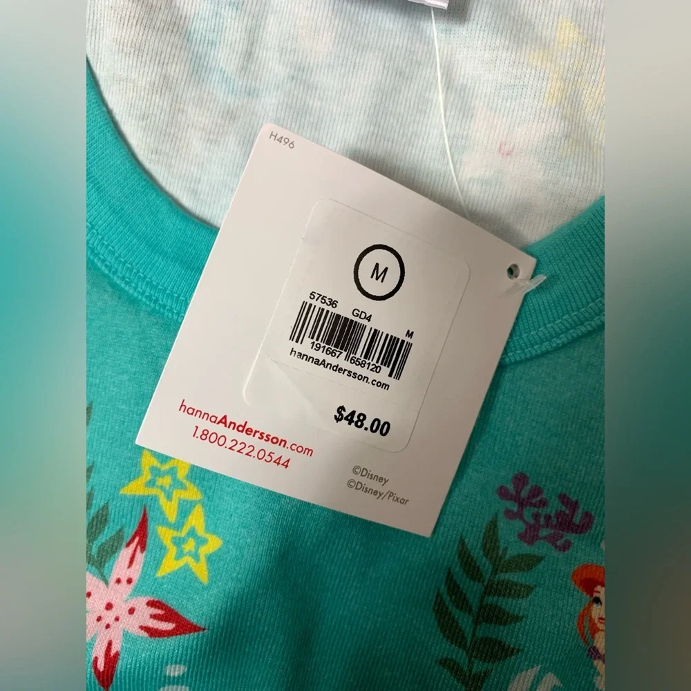 hanna andersson x disney • women’s little mermaid ariel print pajama top m